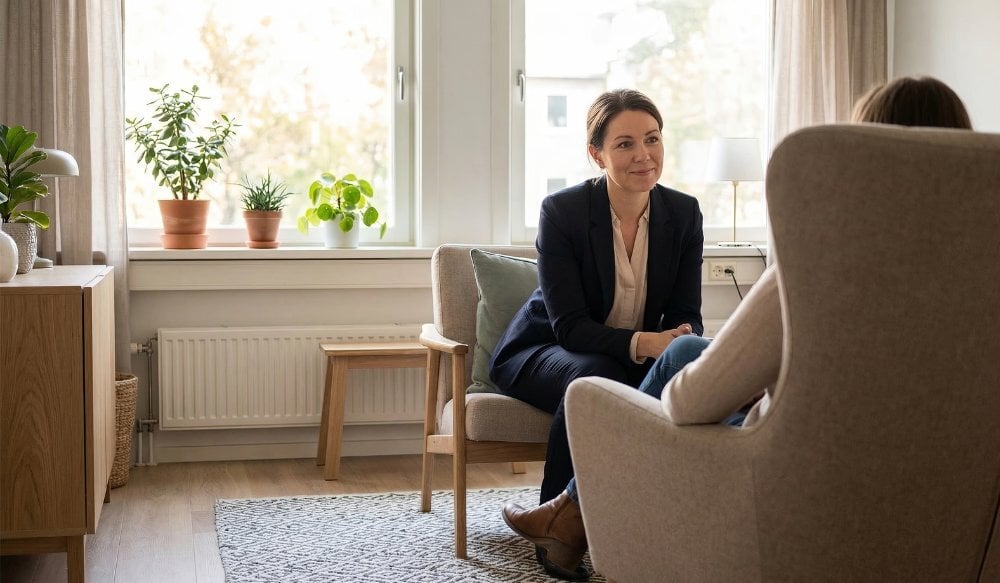Woman in office during coaching