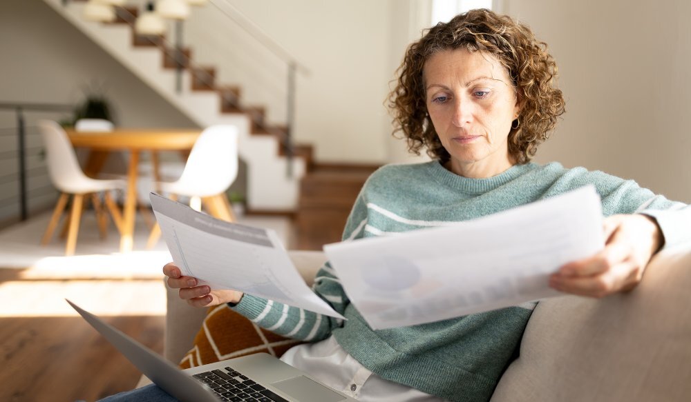 Woman managing home finances