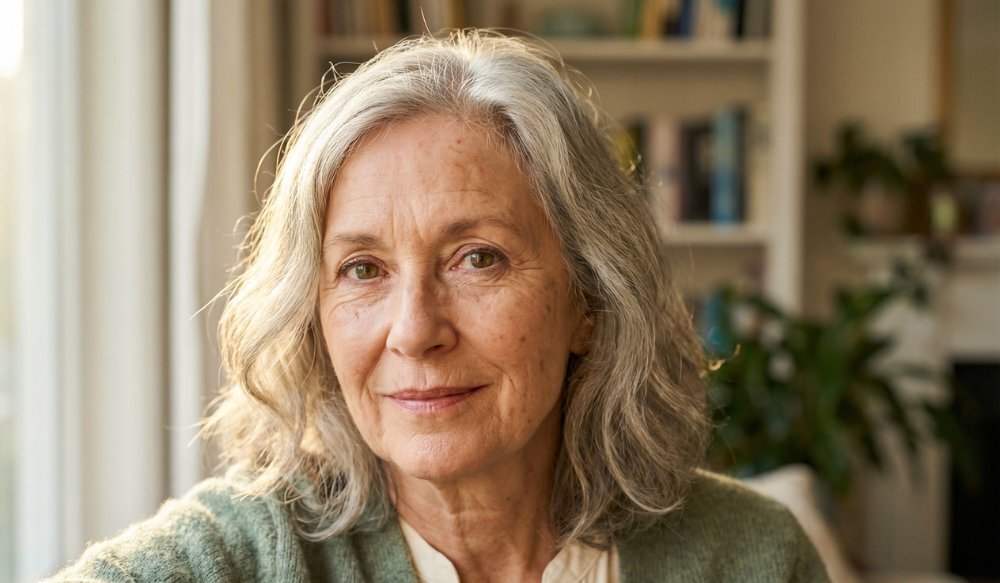 confident senior woman at home